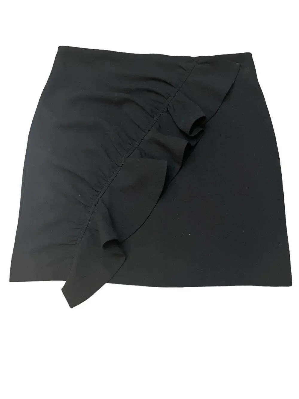 Karina Grimaldi XS Black Lined Mini Skirt w/ Ruffle 100% Polyester